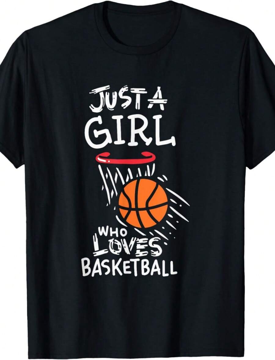 Just A Girl Who Loves To Play Basketball T-Shirt - Black - View 1