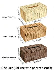 1pc Handmade Woven Tissue Box, Rectangular With Lid, Bohemian Style Decorative Woven Box, Suitable For Bathroom, Bedroom, Bookshelf, Living Room, Home, Dining Room, Hotel Tissue Storage, Modern Minimalist Design, Multiple Colors Available - View 4