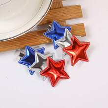 2个时尚星星皮革发夹，7月4日PU星星发夹，适用于侧刘海 - 彩色 - 查看 10