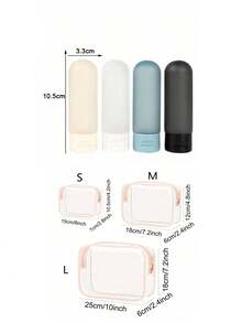 TSA Certified Travel Toiletry Storage Set, 3 Sizes Transparent Waterproof PVC Cosmetic Bags With Rose Gold Trim + 4 Leak-Proof Silicone Refillable Travel Bottles, Portable Transparent Toiletry Bag Suitable For Shampoo, Lotion, Cosmetics, Skincare Products, Suitable For Air Travel, Business Trips, Vacations, Camping, Fitness, Home, Dorm, Bathroom Storage, Ideal Holiday Birthday Gift For Men And Women Travelers For Daily Use And Gifting - Multicolor - View 3