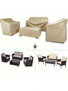 Patio Furniture Covers,Outdoor Furniture Cover Waterproof,Patio Furniture Set Covers For 4 Piece Outdoor Conversation Set,Patio Covers Set (Beige) - Gold - View 3