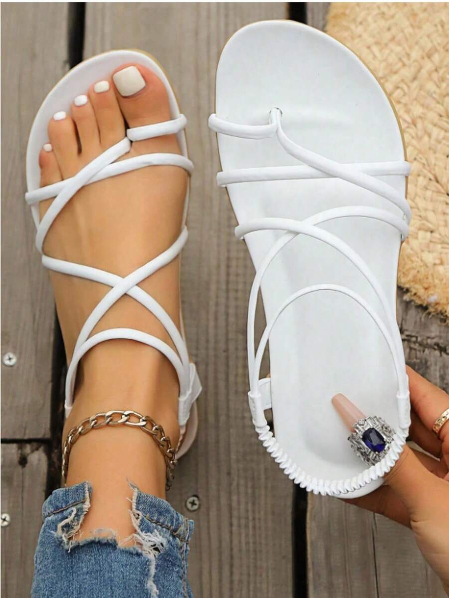 Women's Summer Simple And Stylish Sandals, Thong Slip-On Flat Sandals, Women's Flip-Flops, Suitable For Summer Wear, Beach Vacation Essentials
