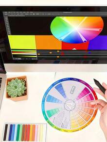 1pc International Standard Gradient Color Wheel, Tattoo Color Chart, Creative Color Palette And Mixing Table-An Art Teaching Tool With A Color Theory Guide, Suitable For Painting, Makeup Palettes, Classroom And Studio Reference Images - Multicolor - View 8