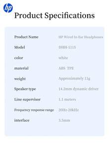 HP Wired In-Ear Monitoring Headphones With Microphone, HiFi Deep Bass, TPE Cable, 3.5mm & Type-C Connector, Suitable For Musicians, Singers, Stage, Recording Studio (White) - 1115 - View 9
