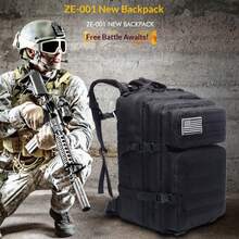 45L Tactical Backpack For Men, Fitness CrossFit Heavy Duty Survival Backpack, MOLLE CCW Assault Pack, 3-Day Escape Backpack, Hiking Hunting Rucksack - Black - View 3