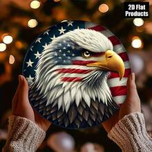 2D Flat, 7.8inch Patriotic Eagle And American Flag Metal Wall Decor - Round Vintage Aluminum Sign, Windproof Decoration For Indoor And Outdoor Use, Suitable For Home, Office, Bar, Garden - Vintage Patriotic Hanging Decoration, American Flag Decor, Interior Decoration, Vintage Style, Fine Craftsmanship, 2D Flat, Office Decor, Garden Decor, Classic Design, Handmade, Durable Metal, Collectible, Veteran, 2D Flat - 1PC - Xem 6