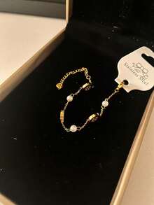 Vòng tay ngọc trai cao cấp mạ điện bằng thép titan, trang sức thanh lịch, nhẹ nhàng cổ điển. - Vòng tay ngọc trai hình học - Xem 3