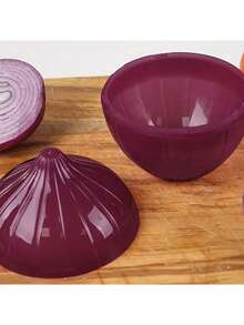 Conjunto de 2 recipientes para armazenar limão e cebola - Tampa dobrável, lavável à mão, recipientes plásticos multiuso para freezer, sem necessidade de eletricidade - Adequados para cozinhar e embalar frutas e vegetais. - Multicolorido - Ver 3
