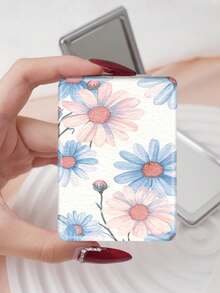 1PC Pastoral British Style Floral Series Makeup Mirror, Foldable, Lightweight, Ultra-Thin, Convenient, Durable PU Leather, Suitable For Various Occasions, Travel, Parties, Work, School, Suitable For All Ages, Universal - Multicolor - View 8