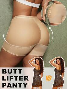 1pc Women Waist Cincher With Padded Hips, Tummy Control Shapewear Bottom - Apricot - View 2