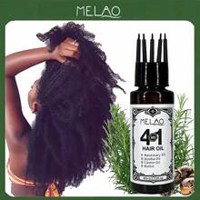 Dầu dưỡng tóc 4 trong 1, MELAO hương thảo, dầu jojoba, dầu thầu dầu và biotin, thích hợp cho tóc khô, hư tổn, xơ rối, nuôi dưỡng và làm mượt, mang lại độ bóng và mềm mại vượt trội, công thức nhẹ không gây nhờn, phục hồi và tăng cường sức khỏe cho tóc, 60ml/2.03 fl oz - Kích thước du lịch - Xem 1