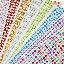 8片/2080颗自粘闪亮水钻面部贴片，适用于化妆师、婚礼、音乐节、派对，可用于装饰头发、眼睛、脸部、身体、指甲，也适用于DIY剪贴簿。 - 8 sheets - 查看 1