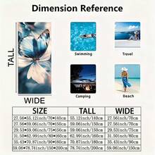 A Single Piece Featuring A Blue Butterfly Design, This Soft And Comfortable Unisex Beach Towel Is Made Of Lightweight Polyester. It Is Highly Absorbent, Quick-Drying, And Easy To Transport, Making It Perfect For Beach Outings, Camping, Swimming - trắng - Xem 2