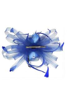 1 Pc Fascinators Hat For Women Tea Party Headband Kentucky Derby Wedding Flower Mesh Hair Clip - Blue - View 4