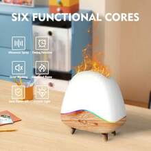 Difusor de aceite esencial de llama difusor ultrasónico de aroma de 300 ml con 7 luces LED de color con control remoto niebla fría niebla temporizada apagado automático para el hogar recámara - Blanco - Ver 6