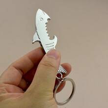 1pc Creative Personalized Metal Shark Bottle Opener Keychain - Unique Beer Bottle Opener - Practical Promotional Gift For Bar, BBQ, Ocean Animal Bottle Opener Pendant - Multicolor - View 5
