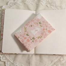 Adjustable Fabric Book Cover, Cute Pink Rabbit & Ditsy Floral Washable Anti-Scratch Notebook/Planner Protective Case, Fits A5/A6 Size - Flower Rabbit - View 6