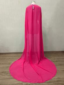 1pc Detachable Chiffon Minimalist Long White Bridal Cape/Shawl, Photo Shoot Accessory - Multicolor - View 15