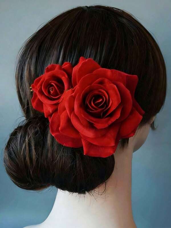 2个玫瑰花发梳，波西米亚风，发夹，新娘发饰，派对，婚礼，酒红色，完美固定头发，打造精致发型。这款发夹适合各种场合，尤其适合发量较多的女性。它采用耐用塑料制成，经久耐用，可牢固地固定您的发型。迷人的酒红色玫瑰设计，使其成为婚礼、派对、夏季、假日和旅行的完美之选。