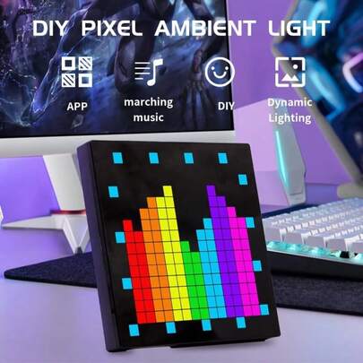 Father's Day Gift - Desk Clock Gift: Programmable LED Pixel Display- 7.87''x7.87'' Pixel Art DIY Display Matrix Panel Text And Numbers Clock-Smart LED Display APP Control - USB Powered-Perfect For Home Decor, Art Projects, Game Rooms, Bars, And More