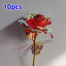 10pcs Crystal Rose Flowers, Maintenance-Free Decorative, Ideal Gift For Mother's Day, Valentine's Day, Wedding - Red - View 6