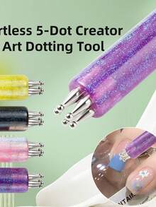 5-in-1 Blumenmuster Nail Art Punktierstift mit acrylischem Sternenhimmel-Griff, perfekt zum Erstellen von Pflaumenblütenmuster in einem Pinselstrich für Anfänger und professionelle Nagelkünstler, ein unverzichtbares Utensil für Beauty-Enthusiasten und Nageldesigner - Verschiedenfarbig - Übersicht 9