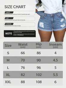 Womens High Waisted Stretchy Denim Dressy Sexy Butt-Lifting Shorts(The Size Is Too Small, It Is Recommended To Take One Size Larger) - 中藍色 - 查看 6