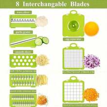 16-In-1 Kitchen Vegetable Chopper Set: Durable Stainless Steel Blade Slicer Dicer With Presser & Container, Versatile Prep Tool For Daily Cooking Holiday Meals, Practical Gift For Home Cooks Newlyweds - Nhiều màu - Xem 11