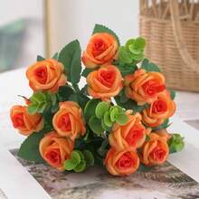 1 pieza Ramo artificial de 11 tallos de rosas de eucalipto, decoración del hogar, ramo de boda, regalo para el Día de la Madre/Cumpleaños - Multicolor - Ver 10