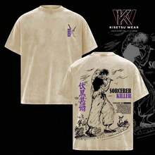 100 Percent Cotton Toji Fushiguro Vintage Washed  T-Shirt - Shibuya Incident Anime GraphicTee, Sorcerer Killer Manga Art Shirt, CasualStreetwear Apparel, Unisex Top, Gift For JJK Fans - màu đen - Xem 1