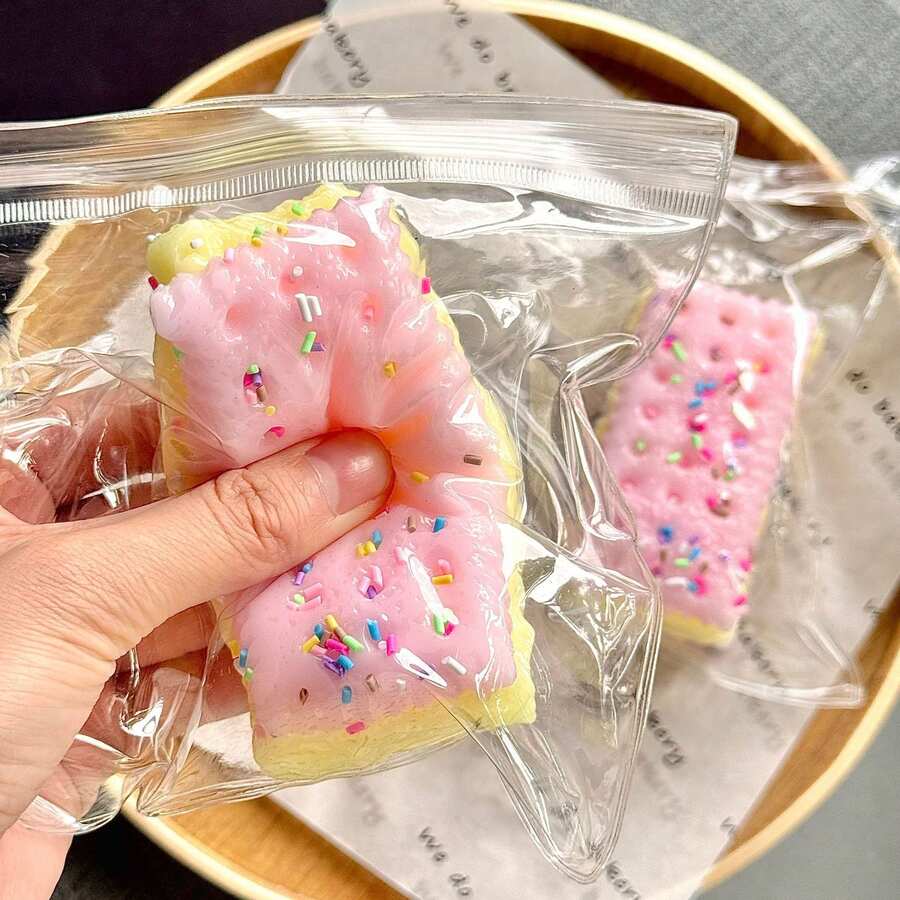 1pc Fashionable Strawberry Cream Filled Cookie Squishy Toy - Realistic Slow Rising Stress Relief Toy