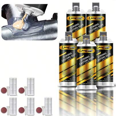 5pcs/Set 90g High Strength Metal Repair Glue - Industrial Grade Waterproof Sealant For Plastic, Stone, Metal Etc. - Casting Glue Kit With Tools - Heat Resistant Welding Adhesive, Epoxy Resin AB Glue