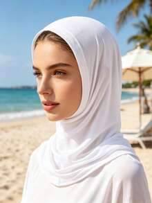 Foulard simple pour femmes, couleur unie, respirant, protégeant le cou, haute élasticité, foulard de base, plage, voyage - multicolore - Voir 5