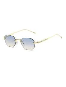 Visivana 1 paire de lunettes de mode pour femmes, monture métallique sans cadre, dégradé, style polygonal, tenue personnalisée, style de rue, mode de vacances, élégantes et modernes - Thé bleu - Voir 4