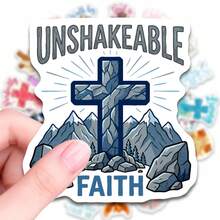 50 PCS Christian Cross Stickers, Victory In Jesus Religious Vinyl Decals For Water Bottles Laptops Phones, Faith Based Inspirational Stickers For Adults Teens To Decorate Daily Carry Items Personal Belongings - Multicolor - View 3