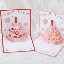1pc Birthday Greeting Card With A 3D Cake Design, Featuring A Colorful And Cute Pop-Up Style, Perfect For Gifts And Includes An Envelope - Multicolor - View 4