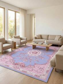 1pc Vintage American Distressed Low Pile Faux Wool Area Rug, Machine Washable, Available In Multiple Sizes, Suitable For Living Room, Bedroom, Entryway, All Season Carpet - Multicolor - View 16