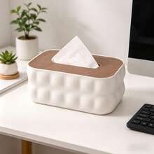 Rectangular Tissue Box, Creative Feather Design Tissue Dispenser, Large Tissue Box, Refillable Tissue Organizer, Suitable For Dining Table, Bedside, Vanity - Multicolor - View 4