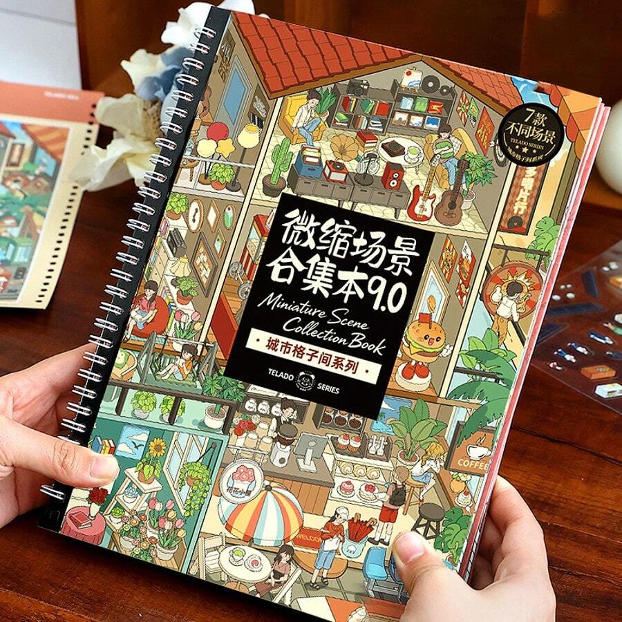 1 Bộ sưu tập mô hình thu nhỏ 9.0 - Phong cảnh nhà phố, nhiều kiểu dáng, vật liệu tự làm thú vị, nhãn dán, có đường kẻ định vị và các phần dán, đồ dùng làm sổ lưu niệm, phụ kiện sổ tay, nhãn dán chủ đề tựu trường, đồ dùng học tập và sổ lưu niệm. - Sách dán hình - Xem 1