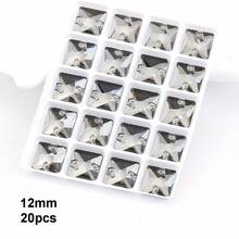 12mm, 20pcs/Pack, Square Shape, Flat Bottom Double Hole Exquisite Glass Rhinestones, For Sewing Wedding Dress, Handbag, Shoes Decoration Jewelry Making Accessories - 12mm 20pcs - View 35