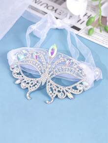 Luxury Silver Crystal Masquerade Mask, Elegant Venetian Style Party Mask For Wedding & Prom - Multicolor - View 12