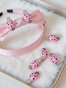 瓢虫发夹，粉色发卡，动物造型发夹，适合女孩和女士，女孩发饰，昆虫发夹，返校季发饰，头发装饰 - 粉色 - 查看 6