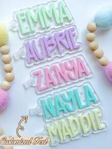 Customized Name Keychain, Double Layer Name Keychain, Car Pendant, Backpack Charm, Unisex, Back To School Gift, Christmas Gift - Multicolor - View 3