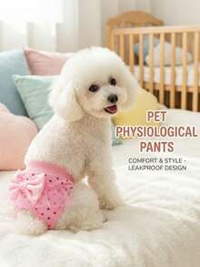 PETSIN Cute Cartoon Pet Physiological Panties, With Lace Trim & Bow Decor, Multipurpose Dog Menstrual Diaper, Sanitary Pants For Small Dogs - Pink - View 4