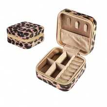 1pc Leopard Pattern Jewelry Box Portable Accessories Organizer Earrings Rings Storage Back To School GMPB - Leopard Brown - View 14