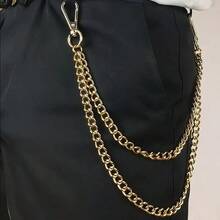 1pc Fashionable Minimalist Men's Pant Chain, Punk Hip-Hop Style Jeans Chain Accessory - Gold - View 11