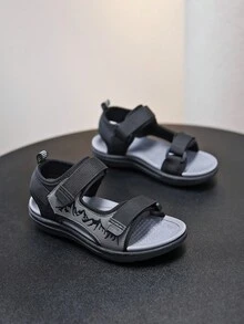 Adjustable Hook And Loop Strap Sports Sandals For Teenage Boys, Lightweight And Convenient - Black - View 2