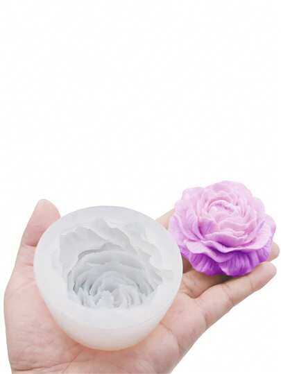 1 khuôn silicon hình hoa mẫu đơn 3D, dùng để làm nến thơm, đồ trang trí bằng thạch cao.