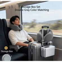 Memory Foam Travel Pillow, Upgraded Airplane Travel Neck Pillow 100% Pure Memory Foam Travel Pillow, Ideal For Airplane Flights, Car Trips, Train Journeys, And Office Naps. Available In Multiple Colors. - 藍灰 - 查看 8
