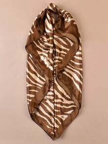 1pc Woven Zebra Print Scarf, Suitable For Everyday Wear - 咖啡棕色 2 - 查看 3